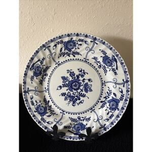 Vtg Johnson Brothers Indies Blue Floral Ironstone Dinner Plate 9 3/4" ~ England